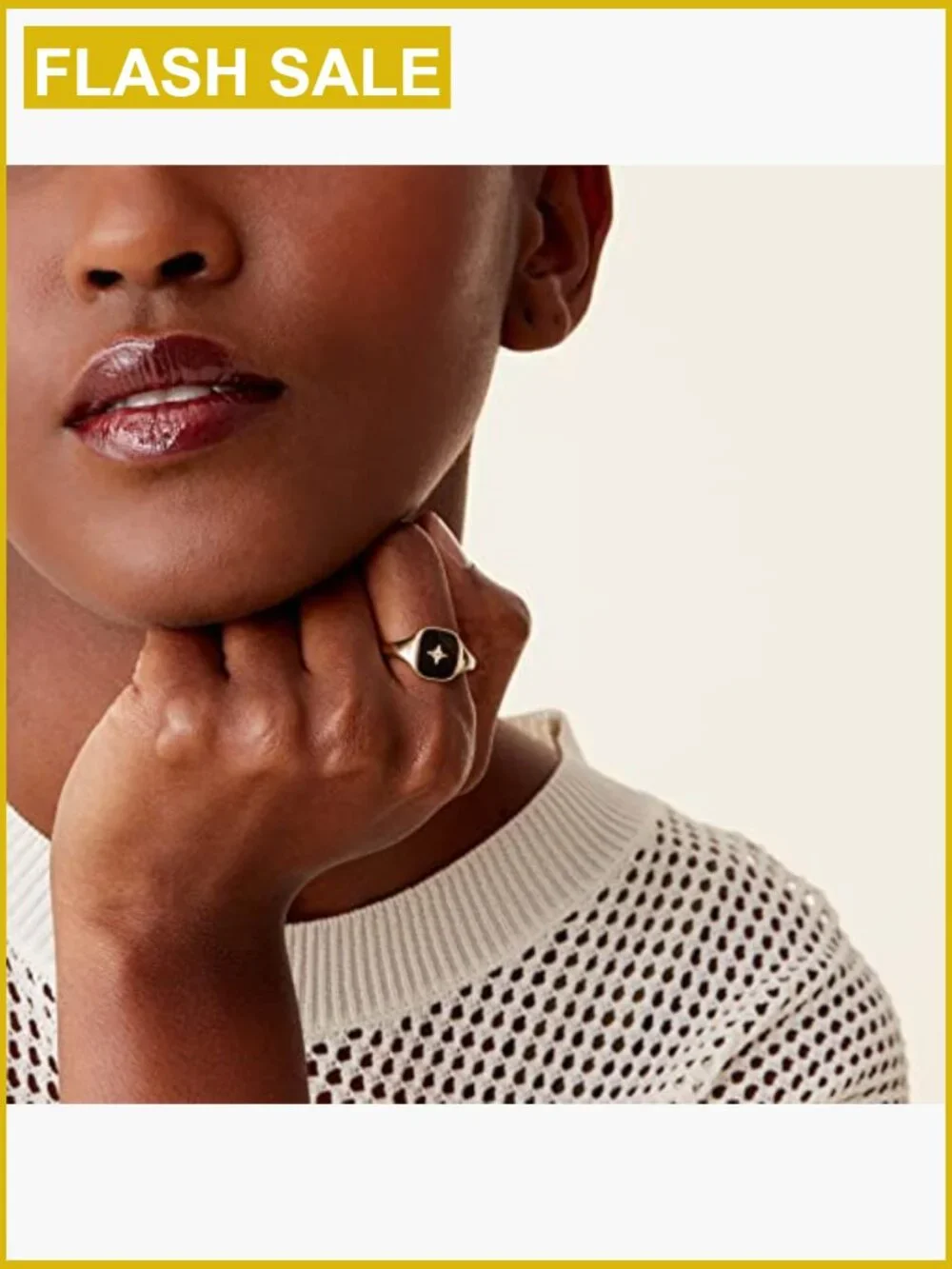 Engraved Signet Ring with North Star Lightweight Thick Statement Ring
